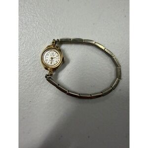 Vintage Hilton 17 Jewels Incabloc Swiss Made Gold Tone Cocktail Watch Bracelet